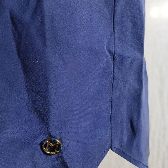 Marie Oliver 100% Silk Blue Cut-Out Top Size Large - Picture 7 of 9